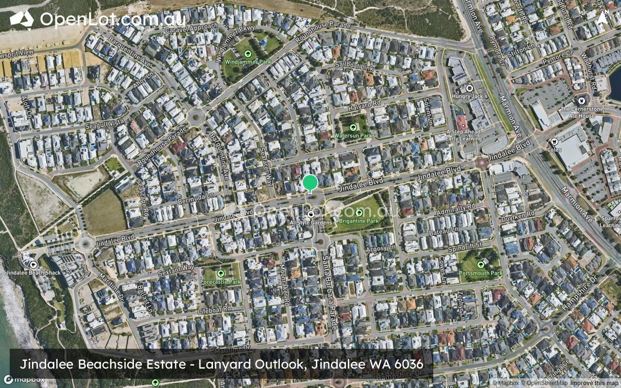 Satellite image for Jindalee Beachside Estate - Lanyard Outlook, Jindalee WA 6036