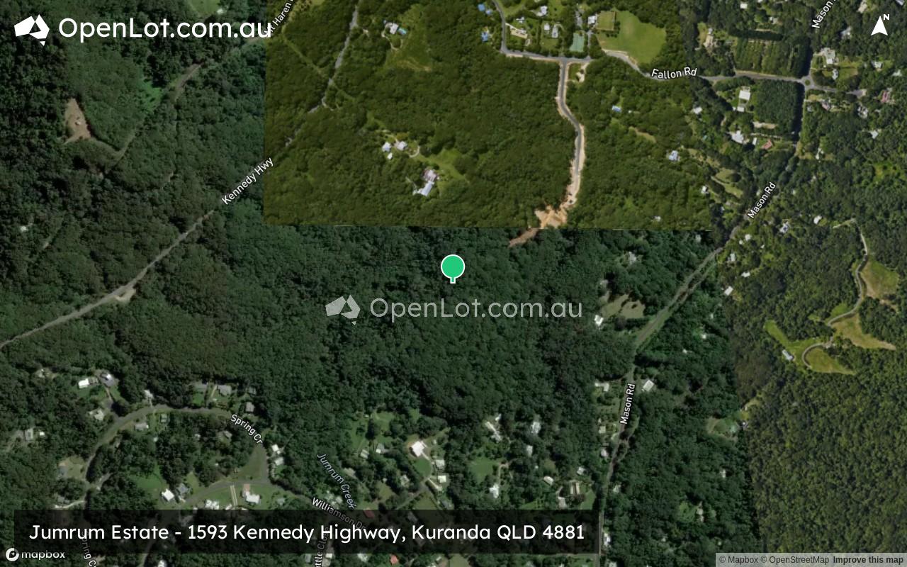 Satellite image for Jumrum Estate - 1593 Kennedy Highway, Kuranda QLD 4881