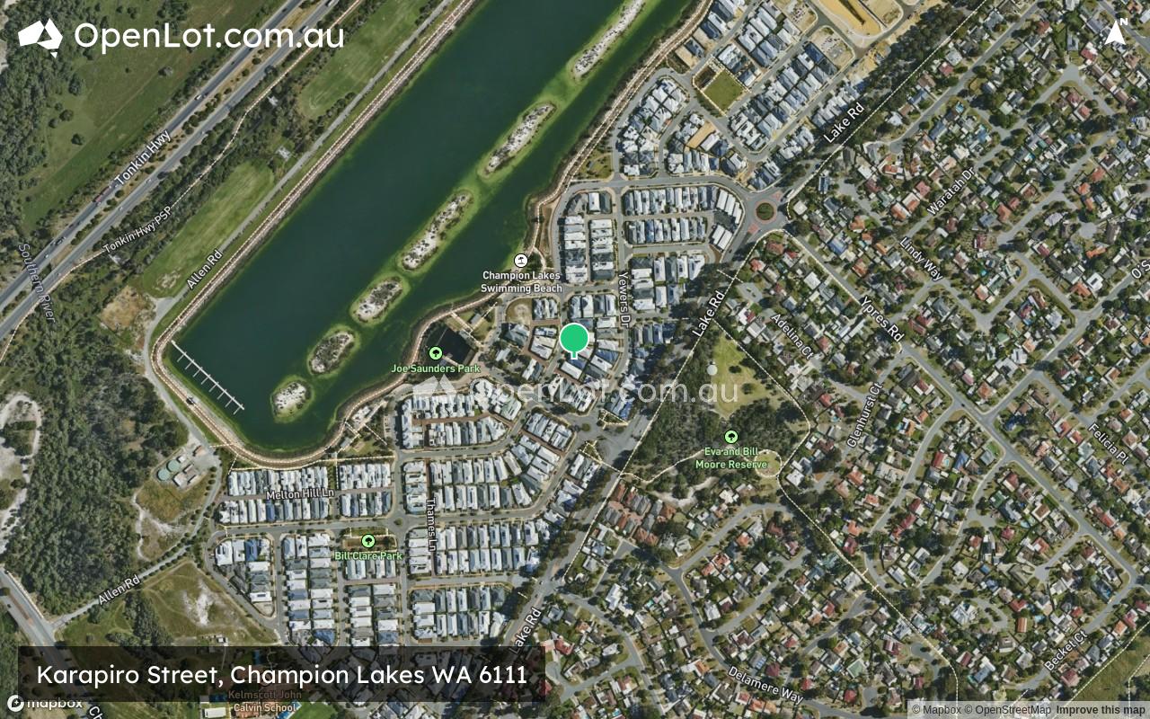Satellite image for Karapiro Street, Champion Lakes WA 6111