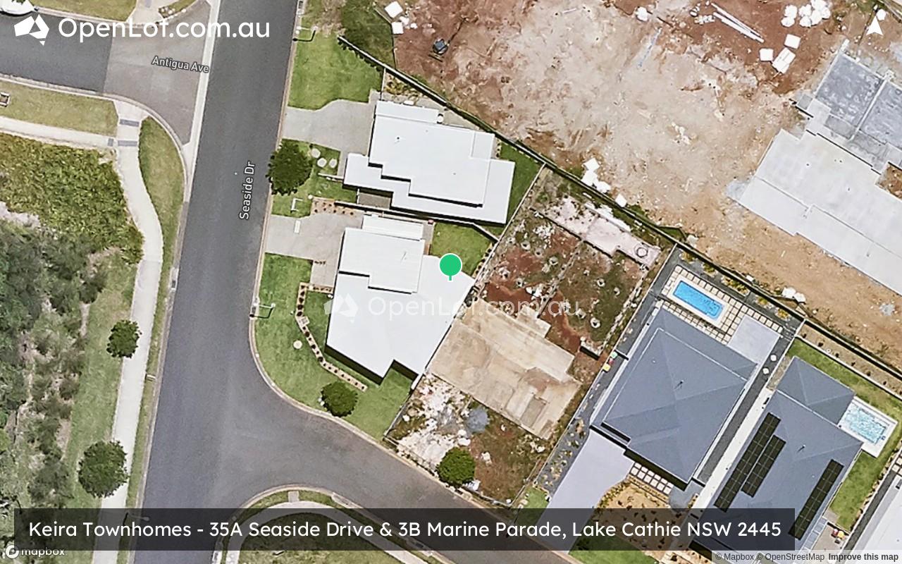 Satellite image for Keira Townhomes - 35A Seaside Drive & 3B Marine Parade, Lake Cathie NSW 2445