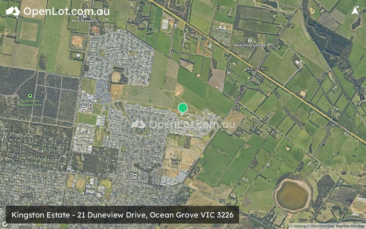 Satellite image for Kingston Estate - 21 Duneview Drive, Ocean Grove VIC 3226