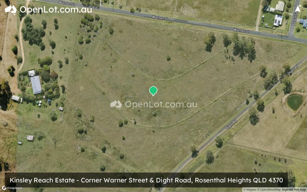 Satellite image for Kinsley Reach Estate - Corner Warner Street & Dight Road, Rosenthal Heights QLD 4370