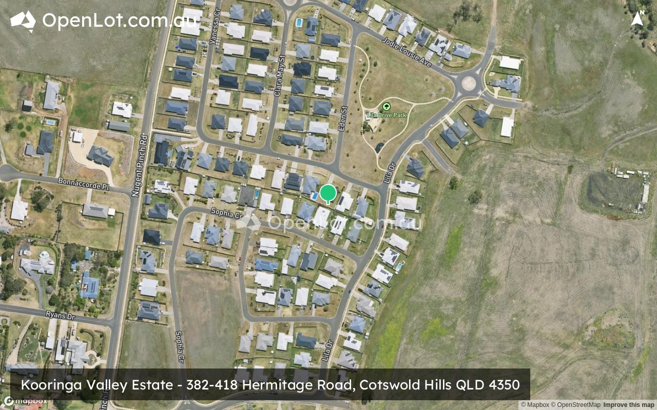 Satellite image for Kooringa Valley Estate - 382-418 Hermitage Road, Cotswold Hills QLD 4350