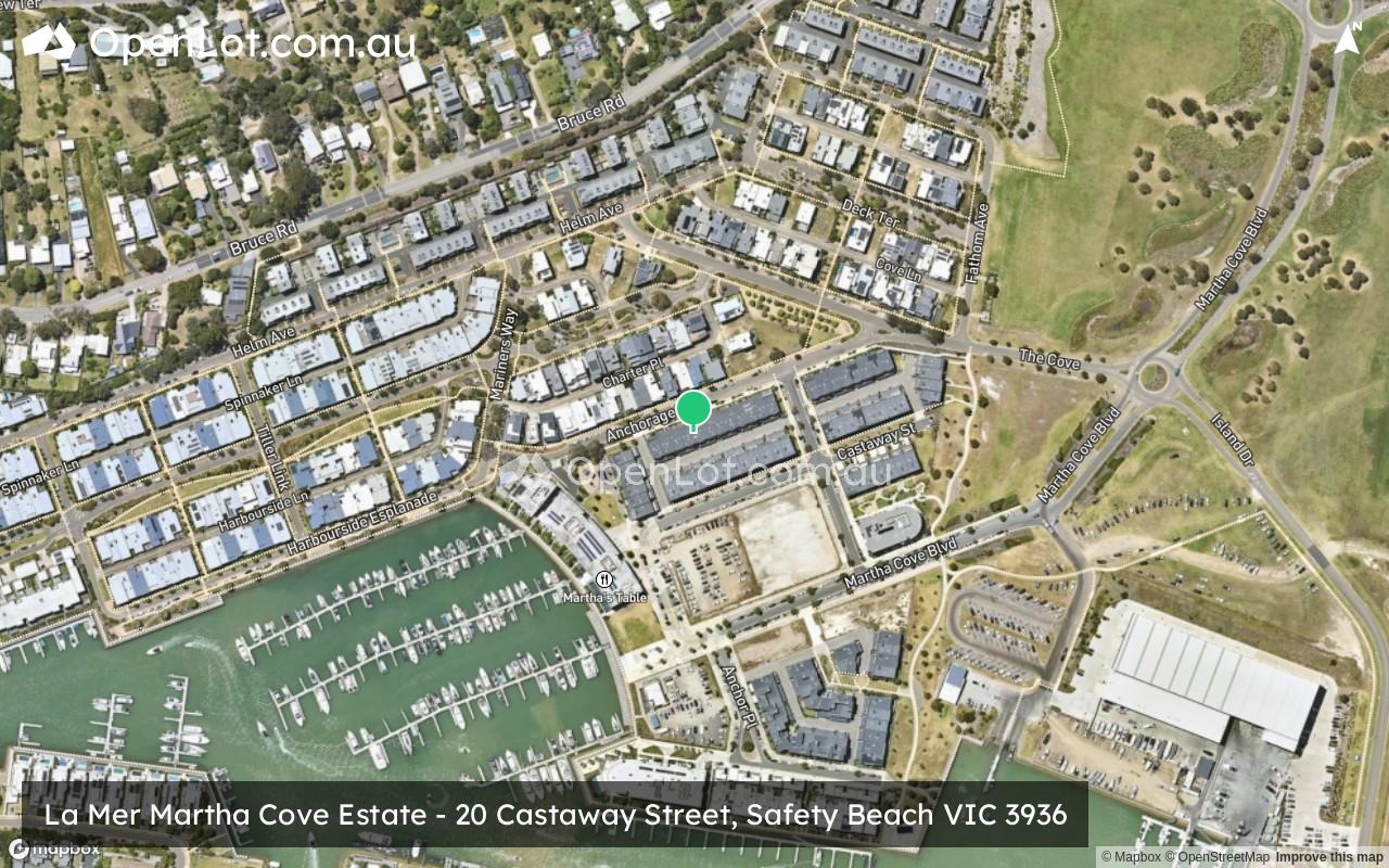 Satellite image for La Mer Martha Cove Estate - 20 Castaway Street, Safety Beach VIC 3936