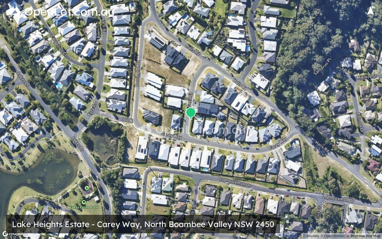 Satellite image for Lake Heights Estate - Carey Way, North Boambee Valley NSW 2450
