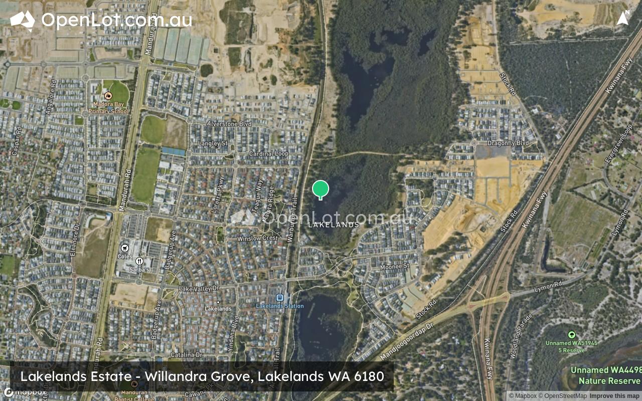 Satellite image for Lakelands Estate - Willandra Grove, Lakelands WA 6180