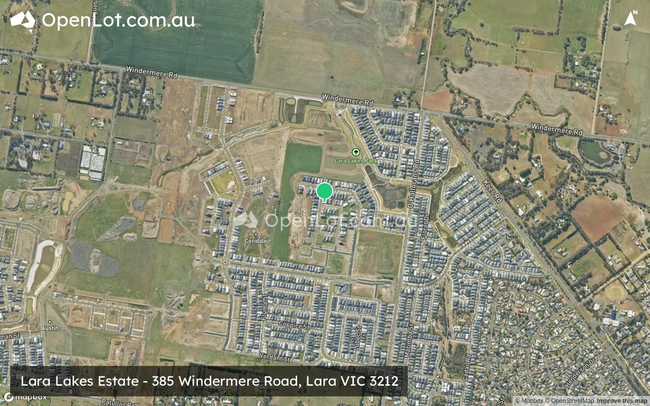 Satellite image for Lara Lakes Estate - 385 Windermere Road, Lara VIC 3212