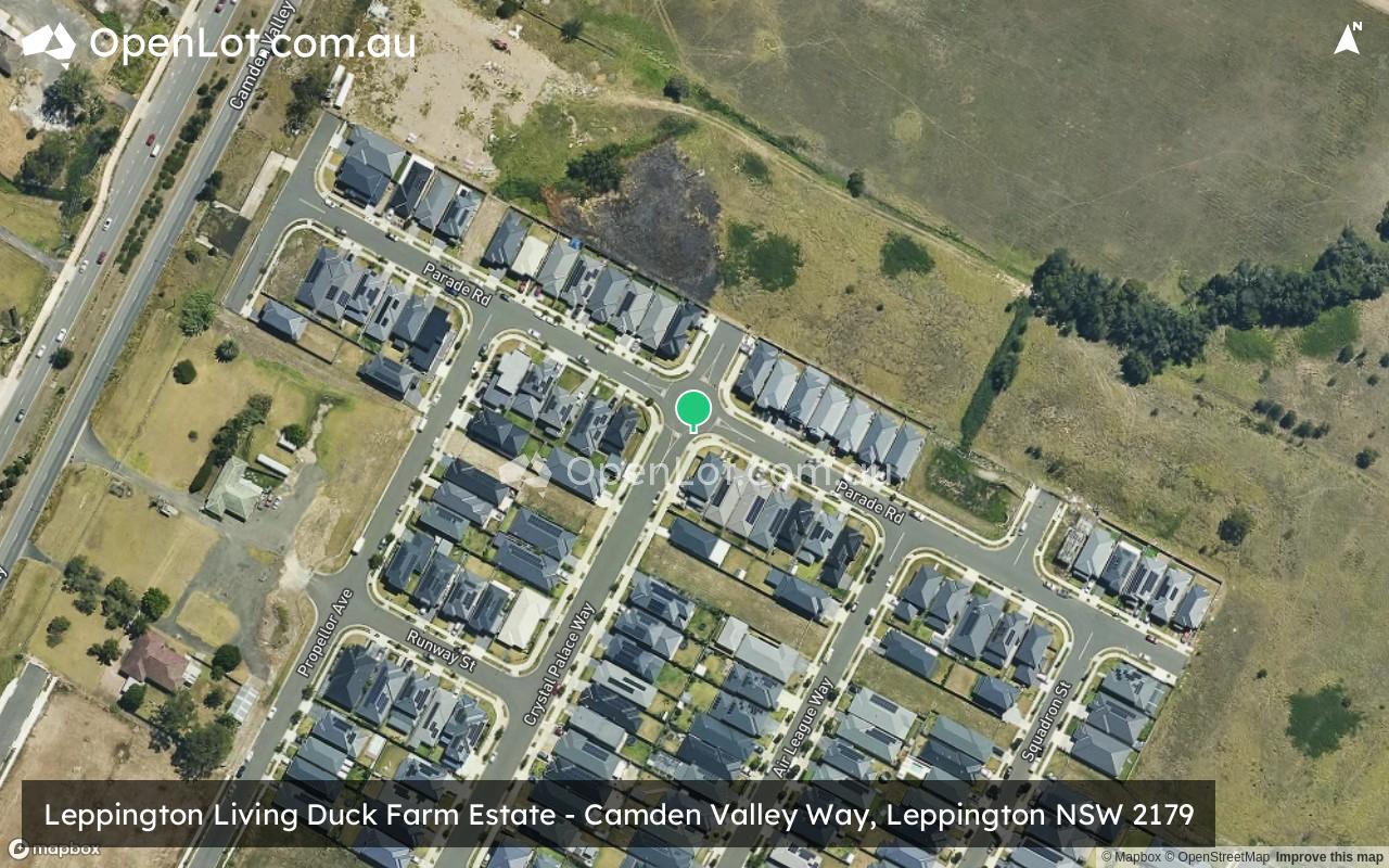 Satellite image for Leppington Living Duck Farm Estate - Camden Valley Way, Leppington NSW 2179