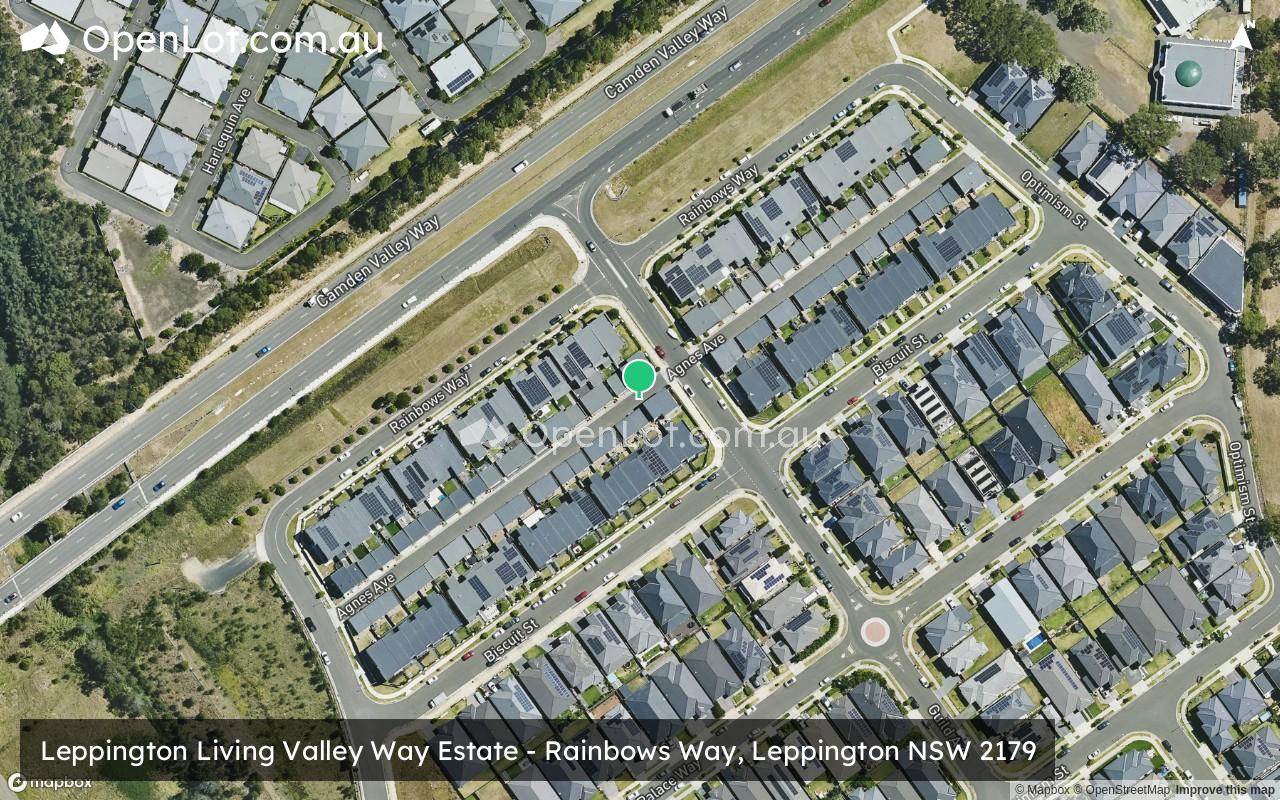 Satellite image for Leppington Living Valley Way Estate - Rainbows Way, Leppington NSW 2179