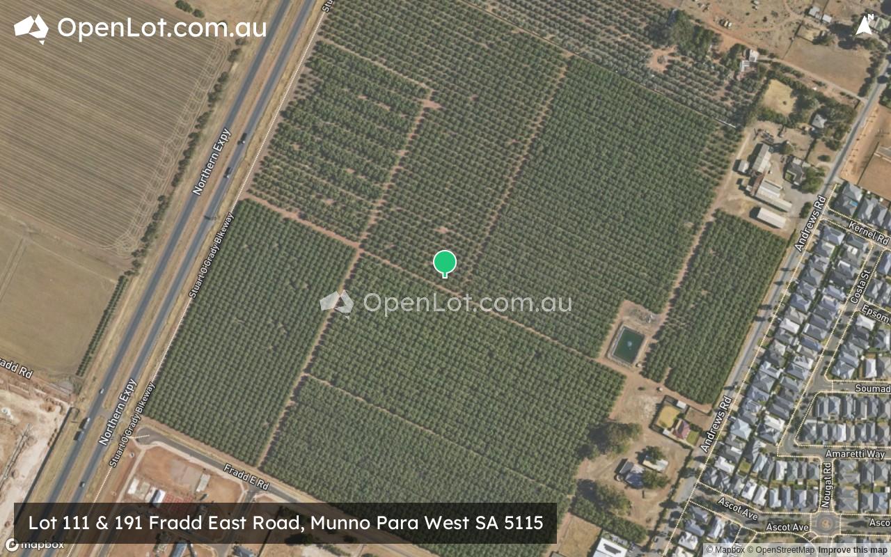 Satellite image for Lot 111 & 191 Fradd East Road, Munno Para West SA 5115