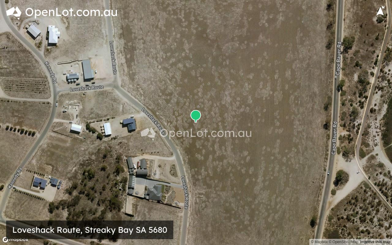 Satellite image for Loveshack Route, Streaky Bay SA 5680