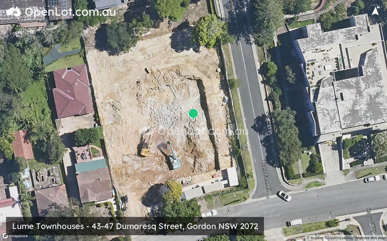 Satellite image for Lume Townhouses - 43-47 Dumaresq Street, Gordon NSW 2072