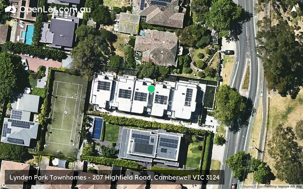 Satellite image for Lynden Park Townhomes - 207 Highfield Road, Camberwell VIC 3124
