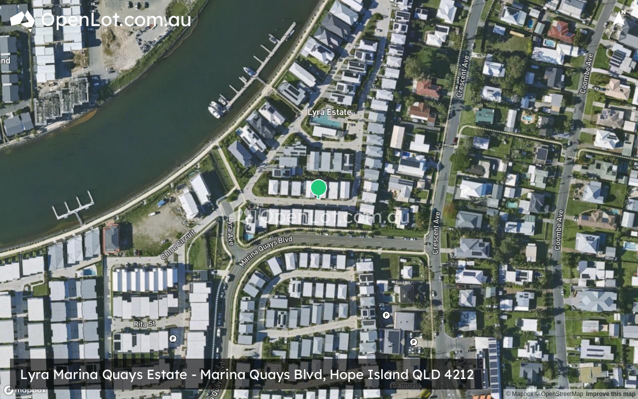 Satellite image for Lyra Marina Quays Estate - Marina Quays Blvd, Hope Island QLD 4212