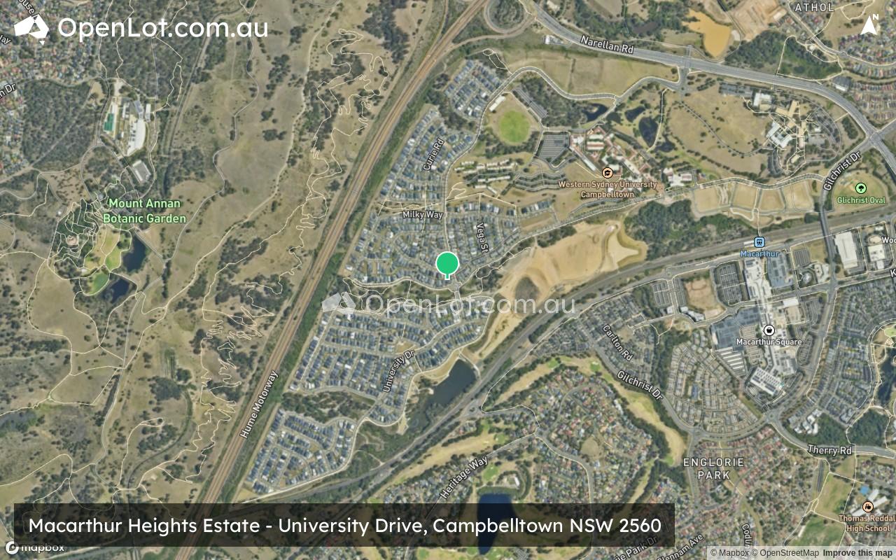 Satellite image for Macarthur Heights Estate - University Drive, Campbelltown NSW 2560