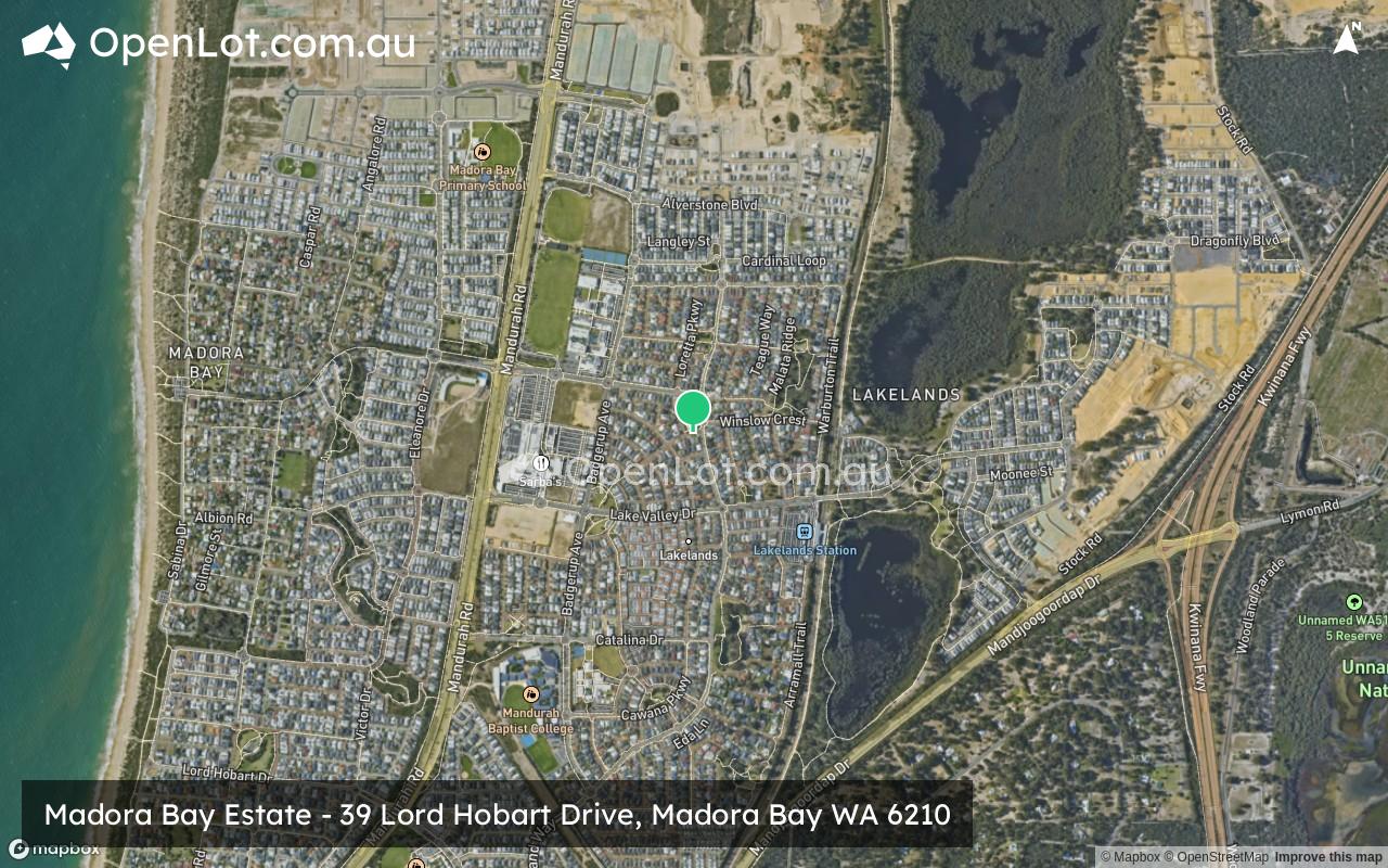 Satellite image for Madora Bay Estate - 39 Lord Hobart Drive, Madora Bay WA 6210