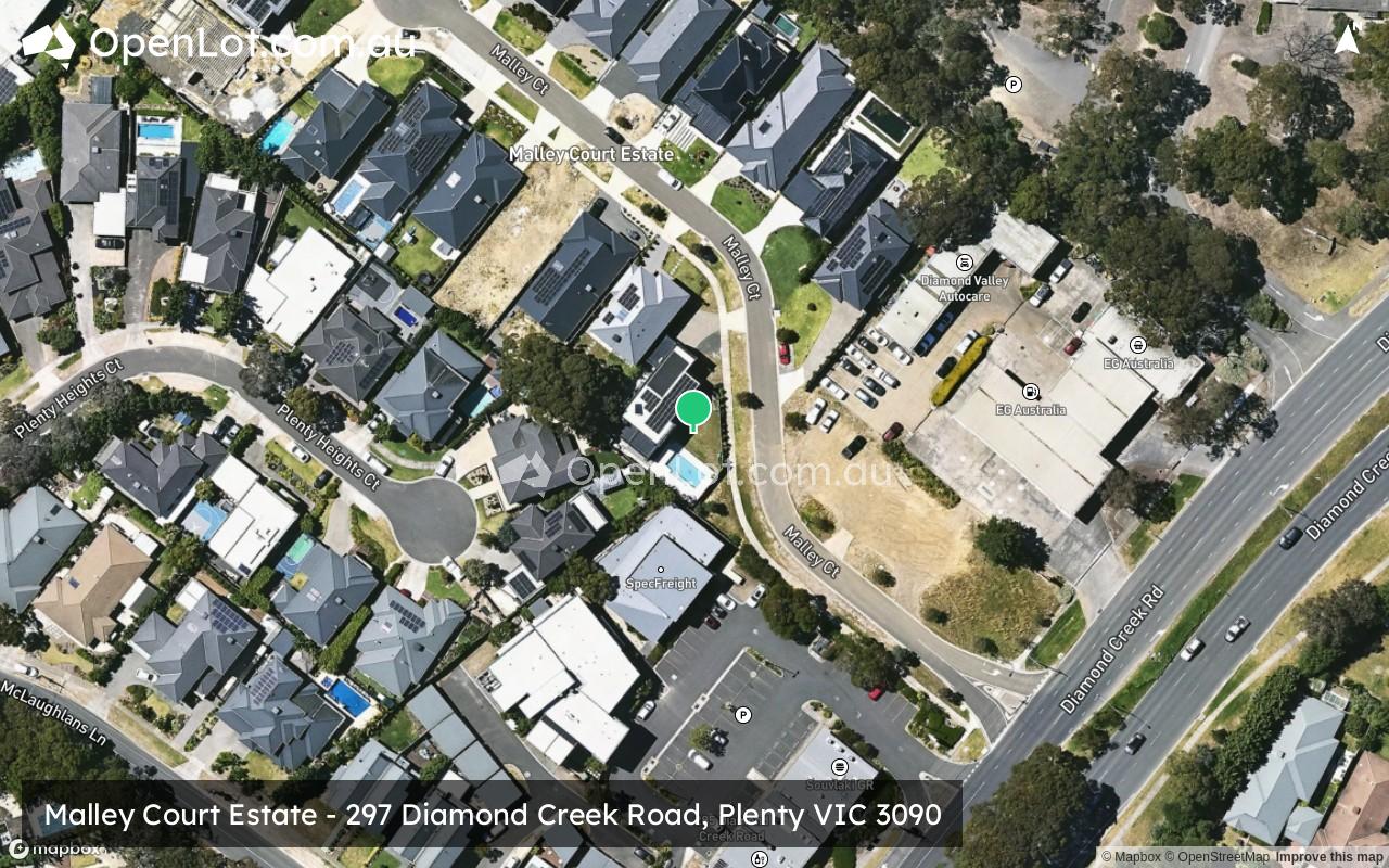 Satellite image for Malley Court Estate - 297 Diamond Creek Road, Plenty VIC 3090