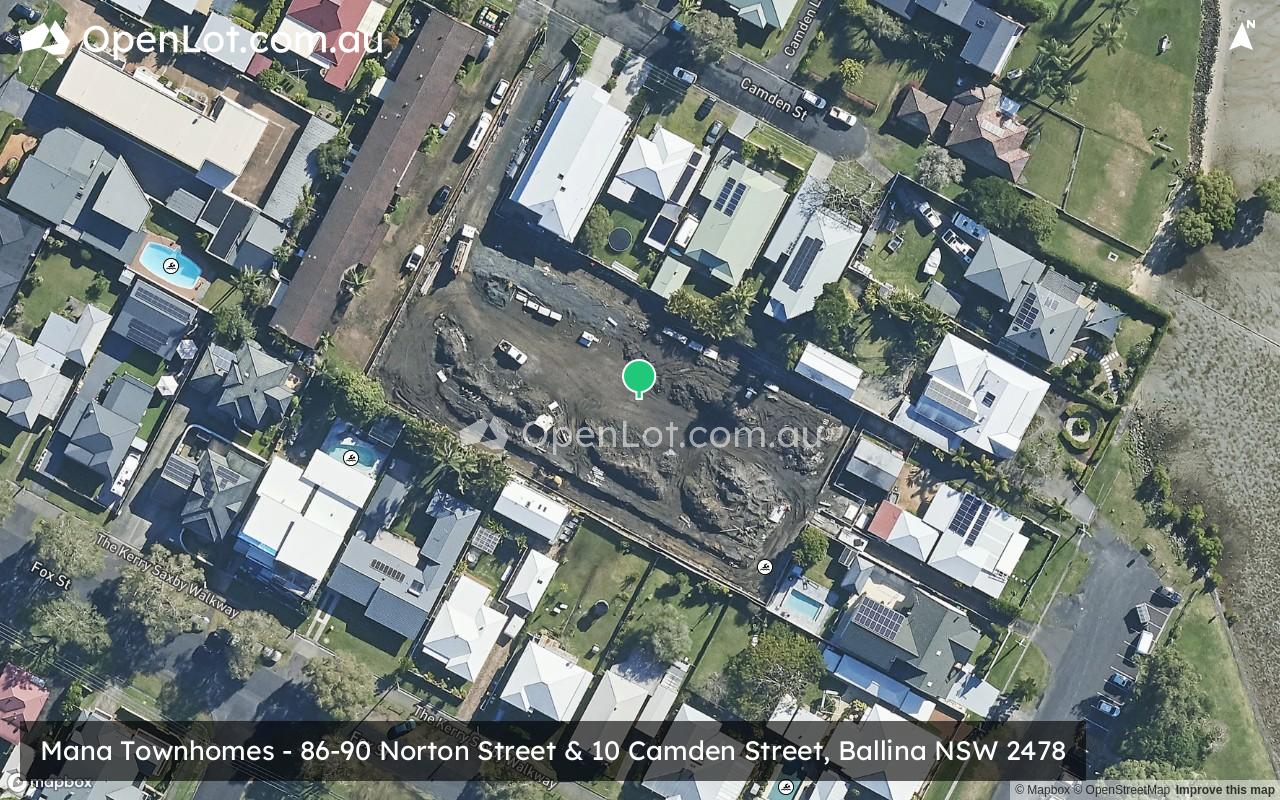 Satellite image for Mana Townhomes - 86-90 Norton Street & 10 Camden Street, Ballina NSW 2478
