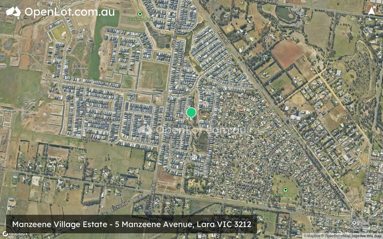 Satellite image for Manzeene Village Estate - 5 Manzeene Avenue, Lara VIC 3212