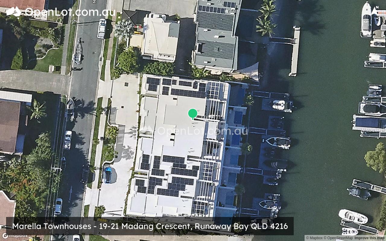 Satellite image for Marella Townhouses - 19-21 Madang Crescent, Runaway Bay QLD 4216