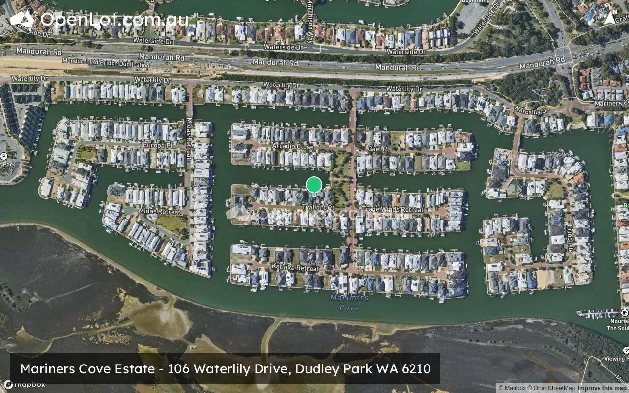 Satellite image for Mariners Cove Estate - 106 Waterlily Drive, Dudley Park WA 6210