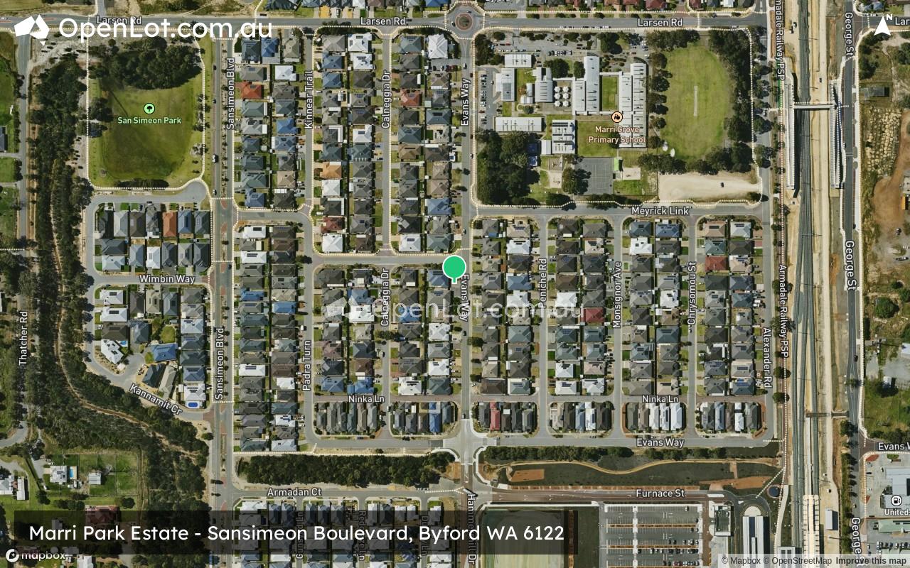 Satellite image for Marri Park Estate - Sansimeon Boulevard, Byford WA 6122