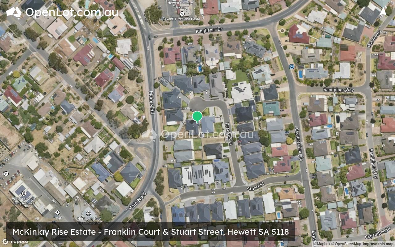 Satellite image for McKinlay Rise Estate - Franklin Court & Stuart Street, Hewett SA 5118