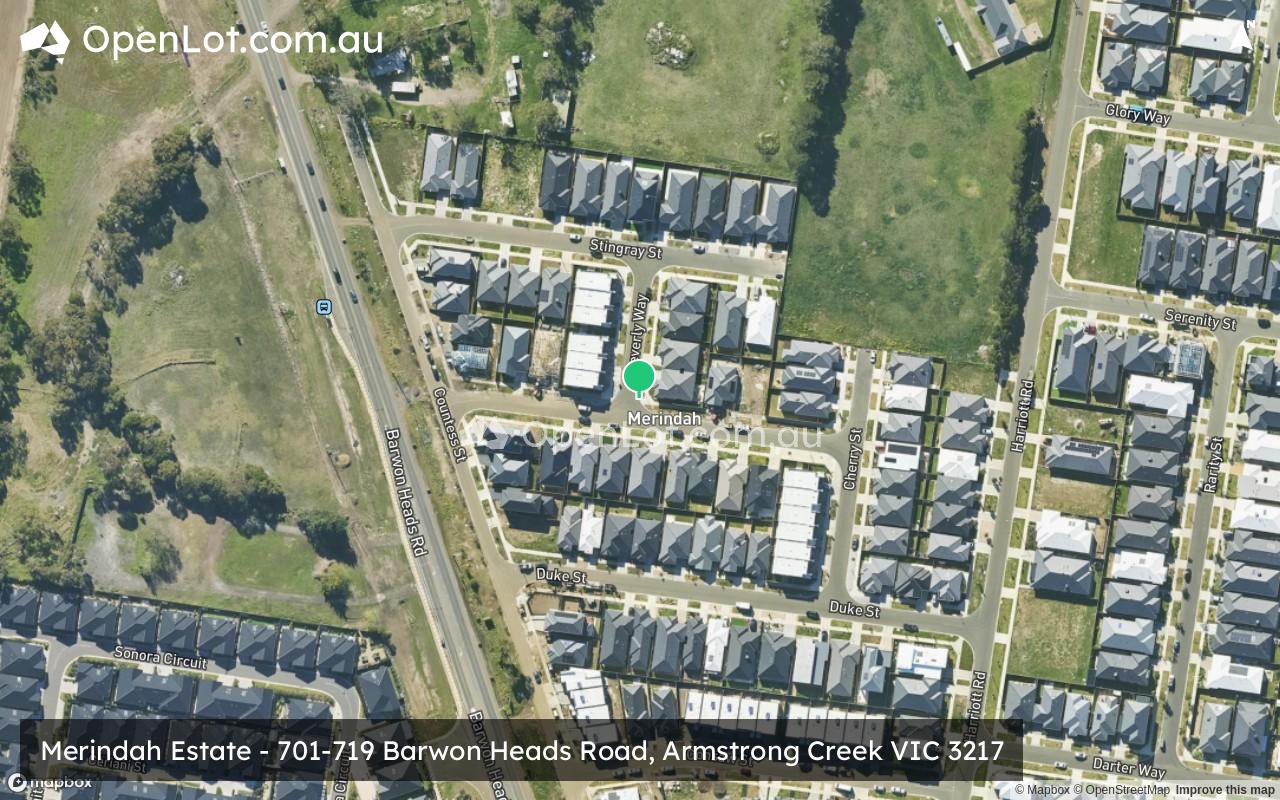 Satellite image for Merindah Estate - 701-719 Barwon Heads Road, Armstrong Creek VIC 3217