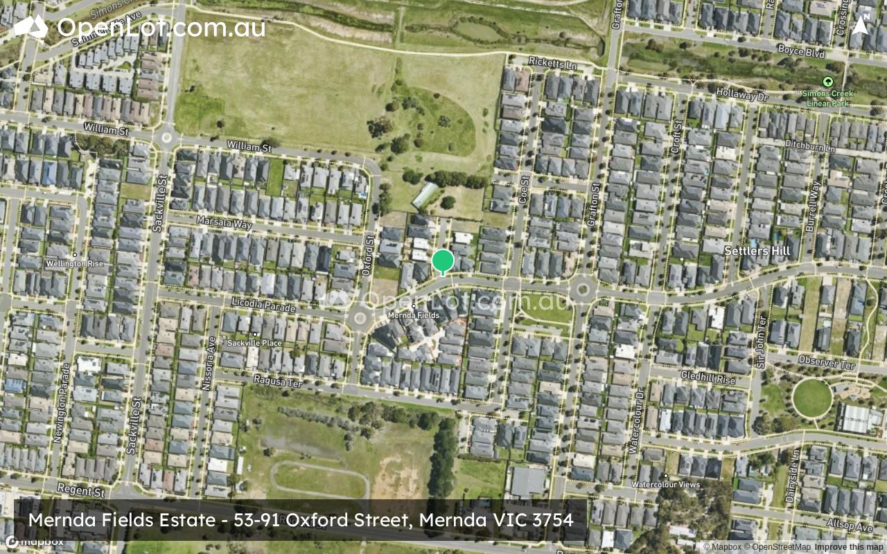 Satellite image for Mernda Fields Estate - 53-91 Oxford Street, Mernda VIC 3754
