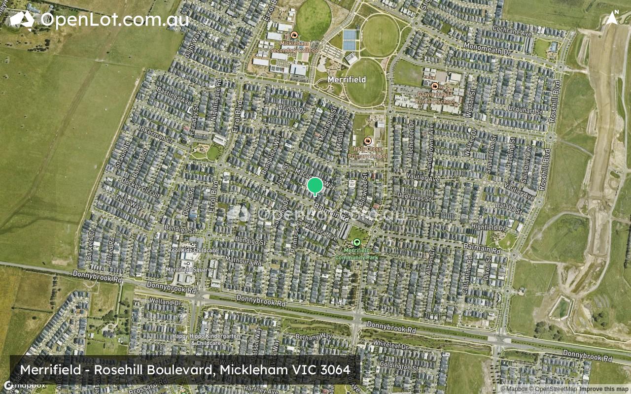 Satellite image for Merrifield - Rosehill Boulevard, Mickleham VIC 3064