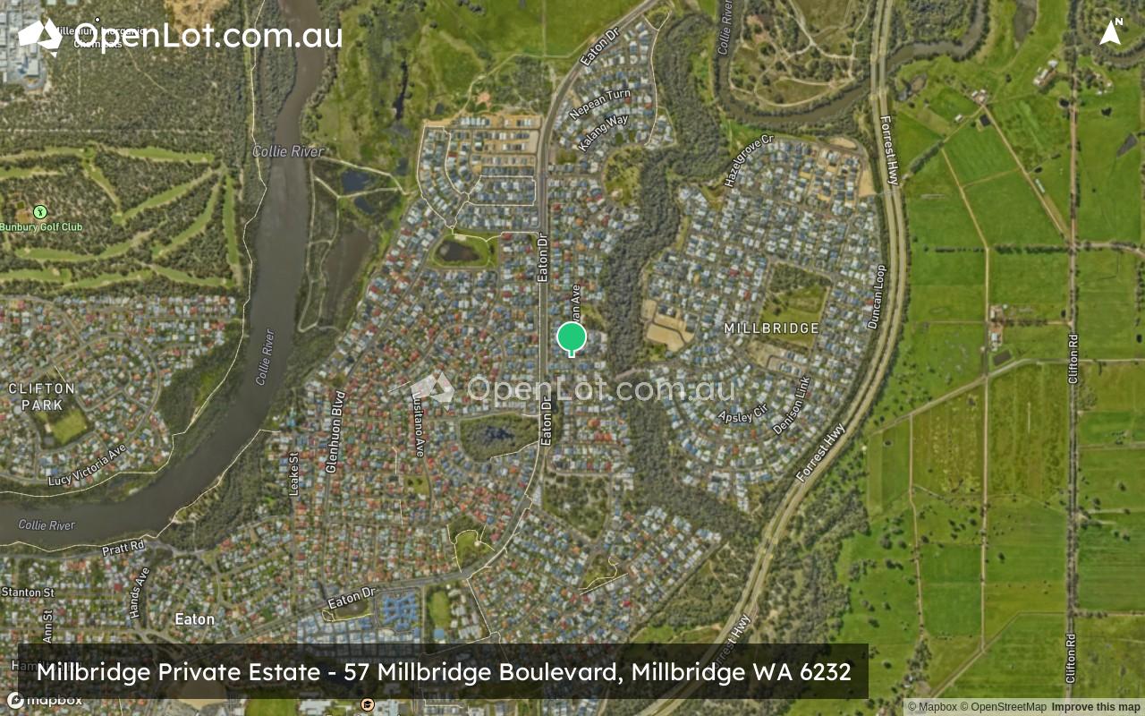 Satellite image for Millbridge Private Estate - 57 Millbridge Boulevard, Millbridge WA 6232