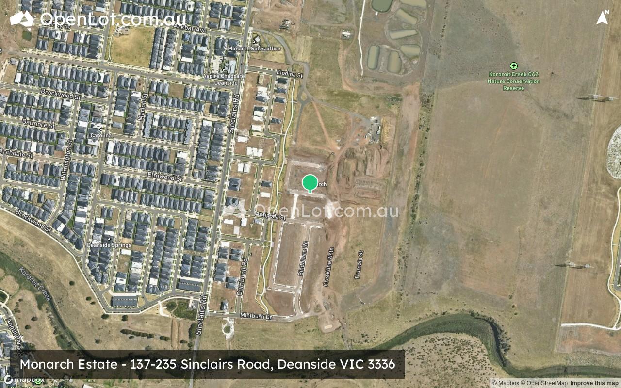 Satellite image for Monarch Estate - 137-235 Sinclairs Road, Deanside VIC 3336