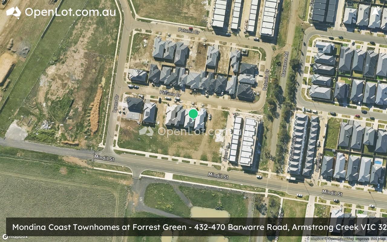 Satellite image for Mondina Coast Townhomes at Forrest Green - 432-470 Barwarre Road, Armstrong Creek VIC 3217