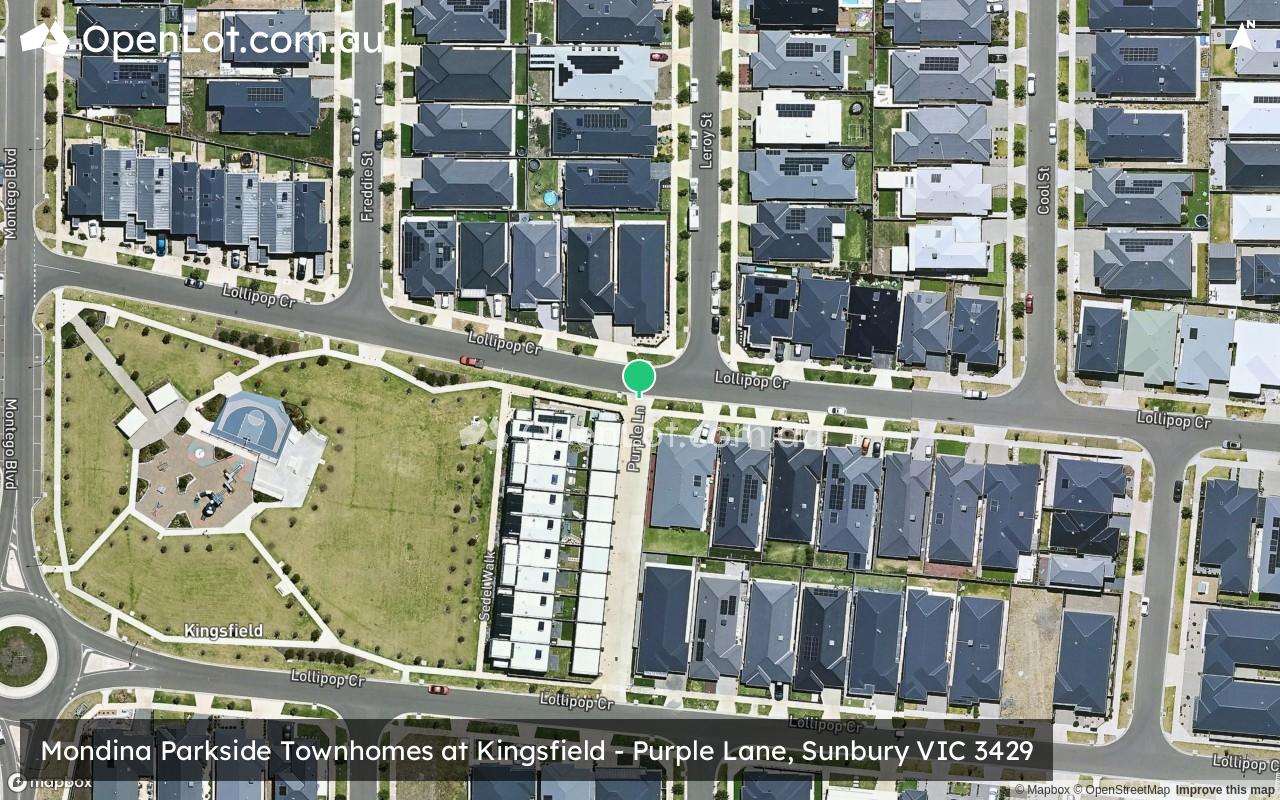 Satellite image for Mondina Parkside Townhomes at Kingsfield - Purple Lane, Sunbury VIC 3429