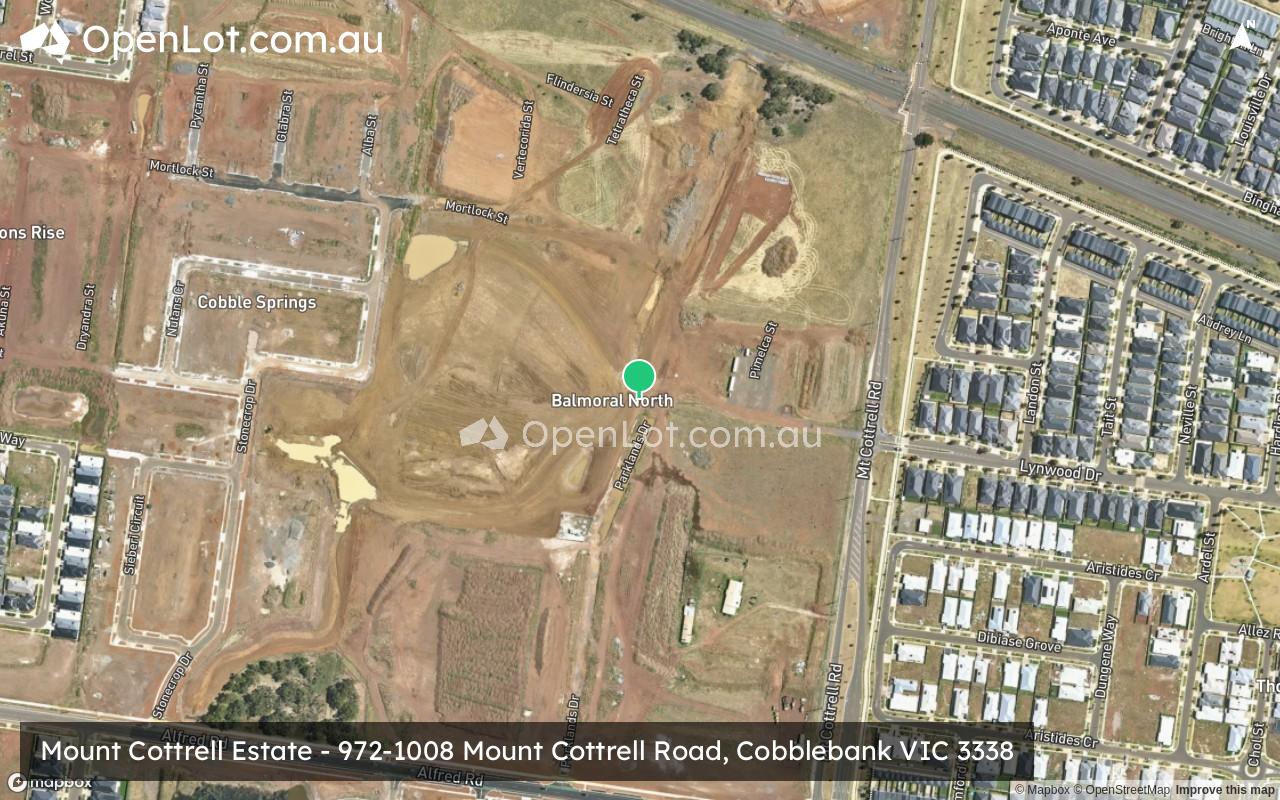 Satellite image for Mount Cottrell Estate - 972-1008 Mount Cottrell Road, Cobblebank VIC 3338