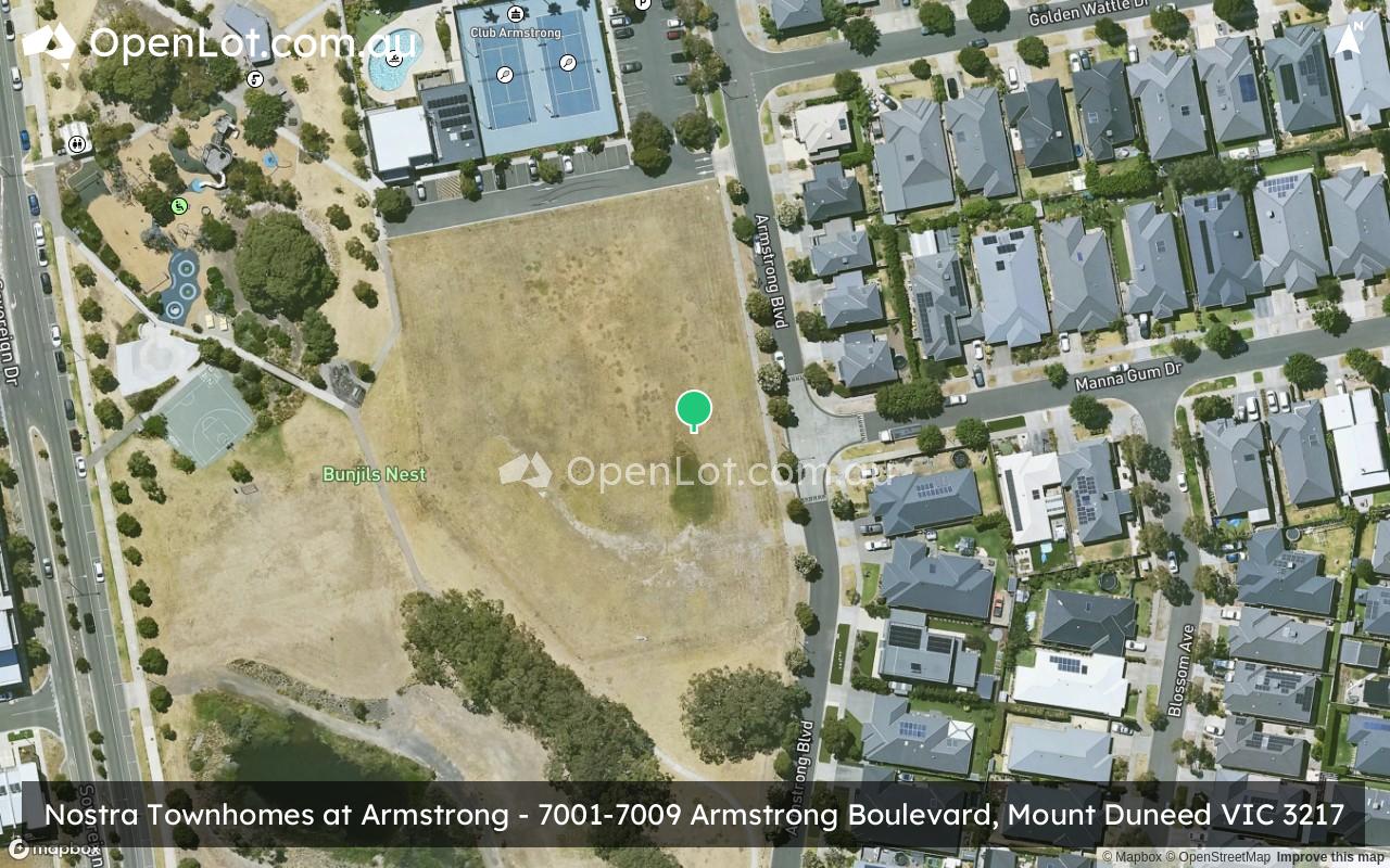 Satellite image for Nostra Townhomes at Armstrong - 7001-7009 Armstrong Boulevard, Mount Duneed VIC 3217