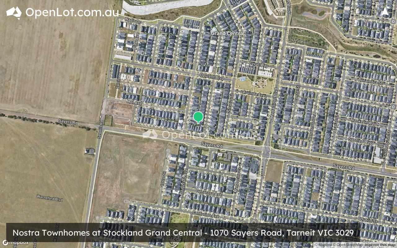 Satellite image for Nostra Townhomes at Stockland Grand Central - 1070 Sayers Road, Tarneit VIC 3029