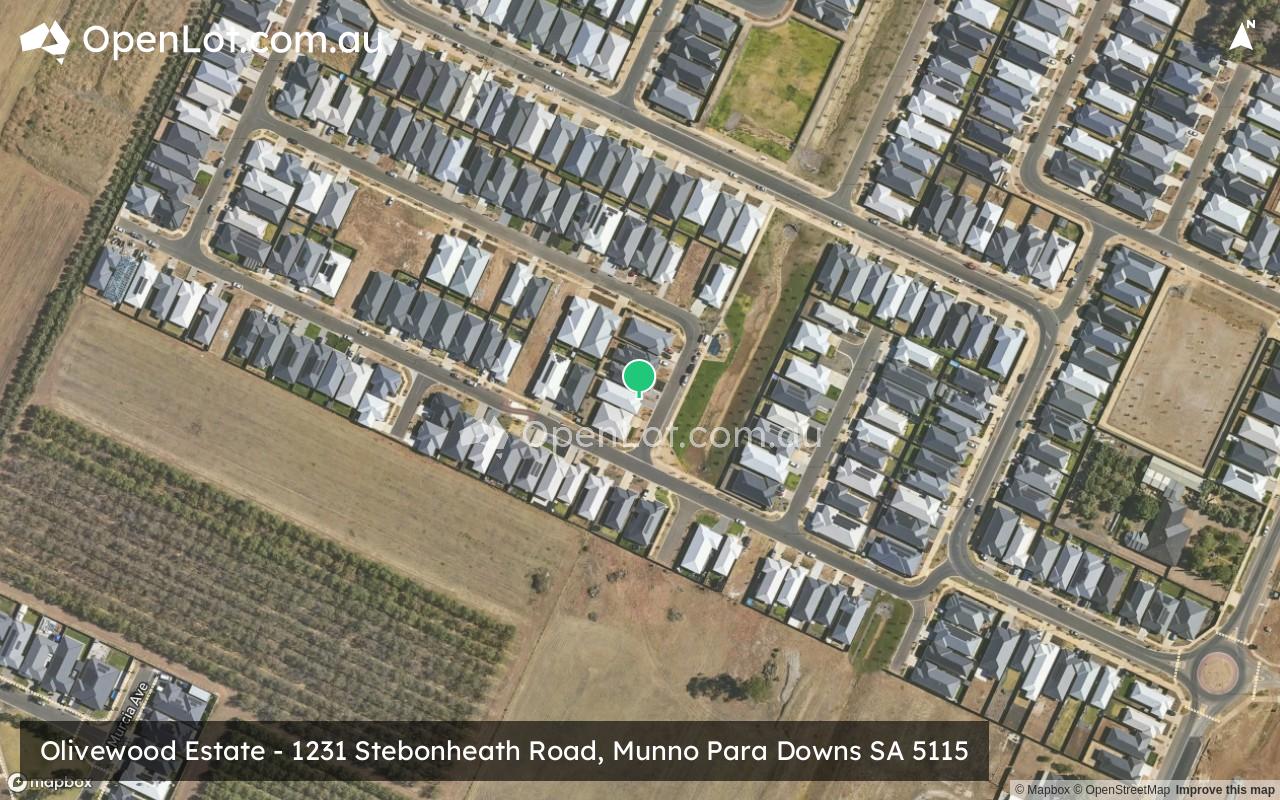 Satellite image for Olivewood Estate - 1231 Stebonheath Road, Munno Para Downs SA 5115