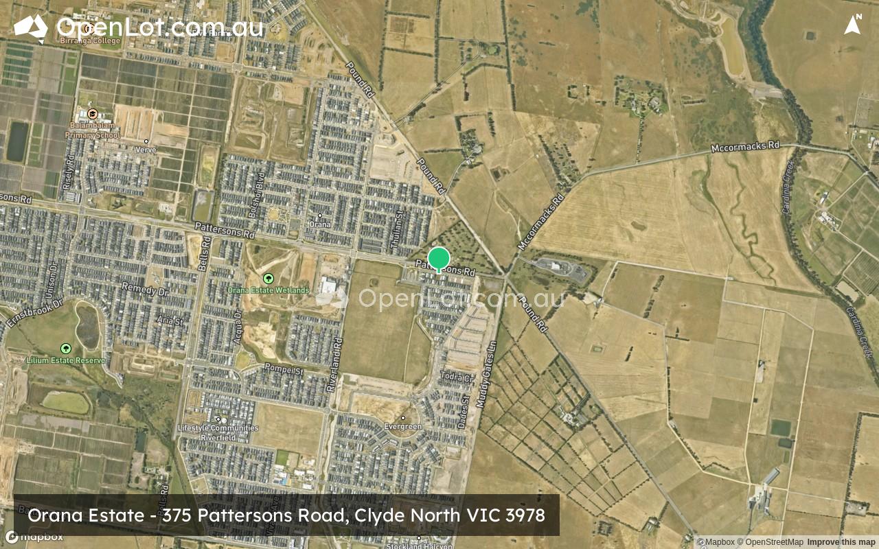 Satellite image for Orana Estate - 375 Pattersons Road, Clyde North VIC 3978