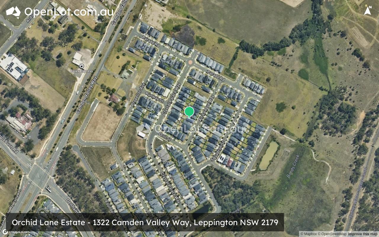 Satellite image for Orchid Lane Estate - 1322 Camden Valley Way, Leppington NSW 2179