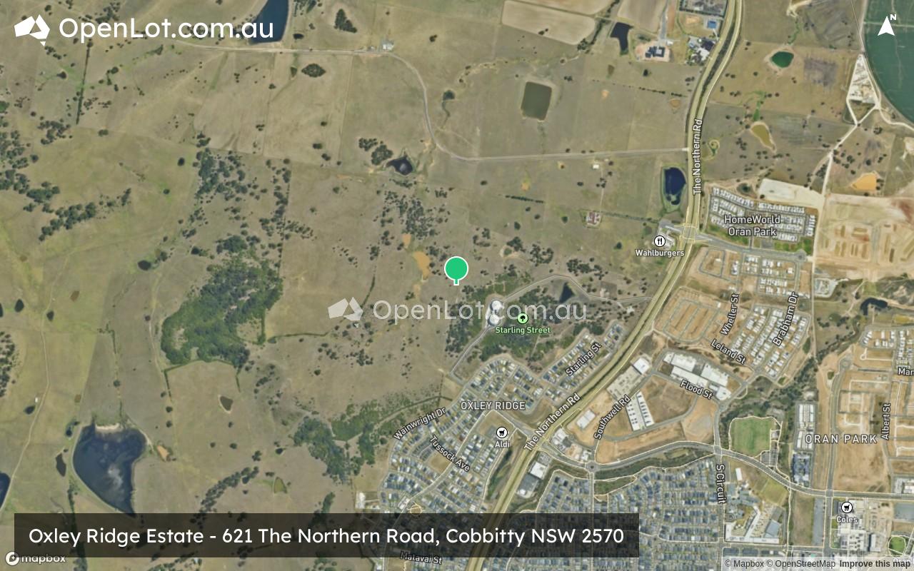 Satellite image for Oxley Ridge Estate - 621 The Northern Road, Cobbitty NSW 2570
