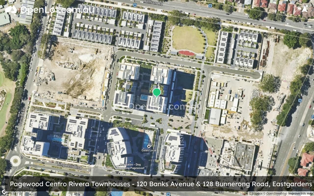 Satellite image for Pagewood Centro Rivera Townhouses - 120 Banks Avenue & 128 Bunnerong Road, Eastgardens NSW 2036