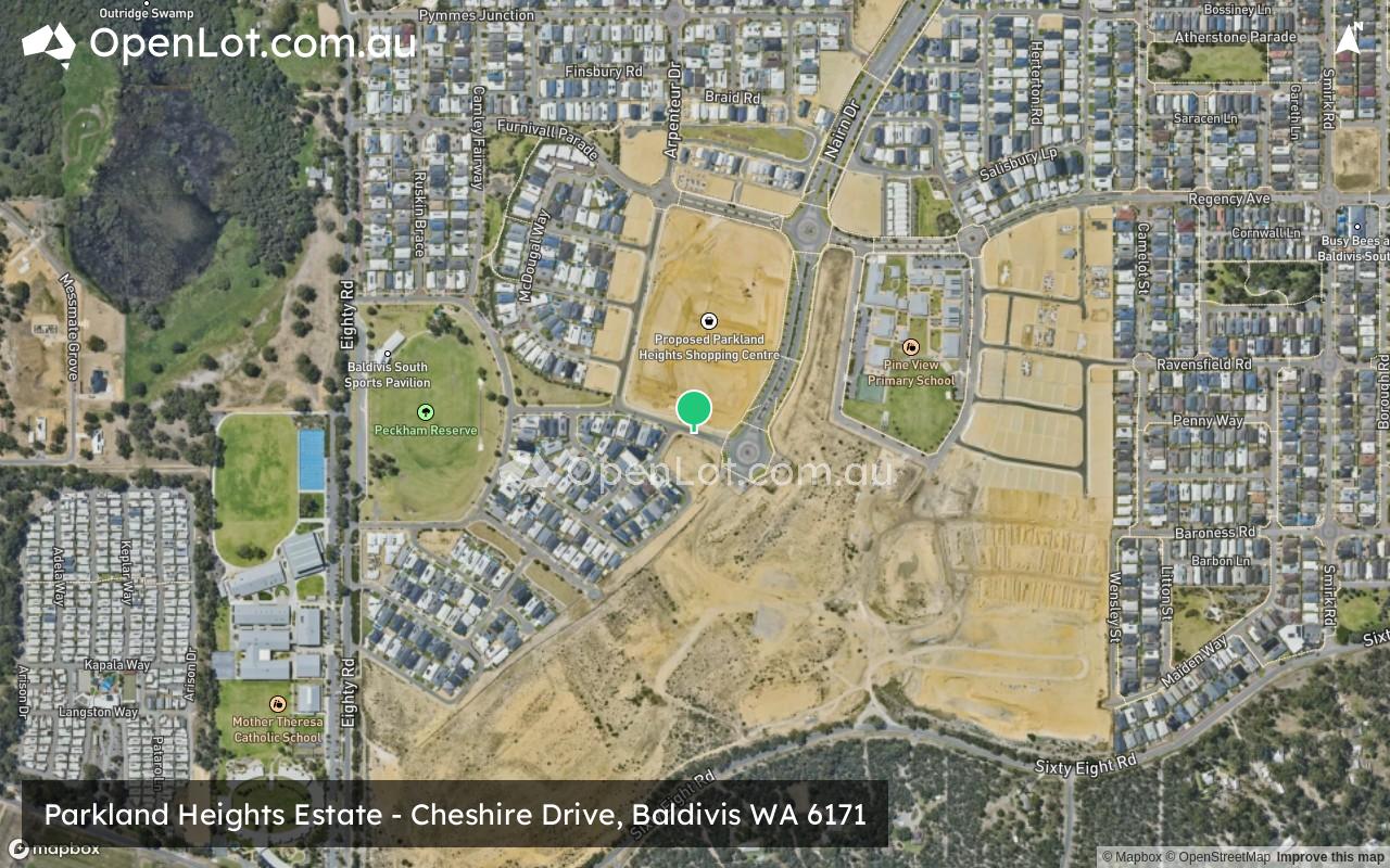 Satellite image for Parkland Heights Estate - Cheshire Drive, Baldivis WA 6171