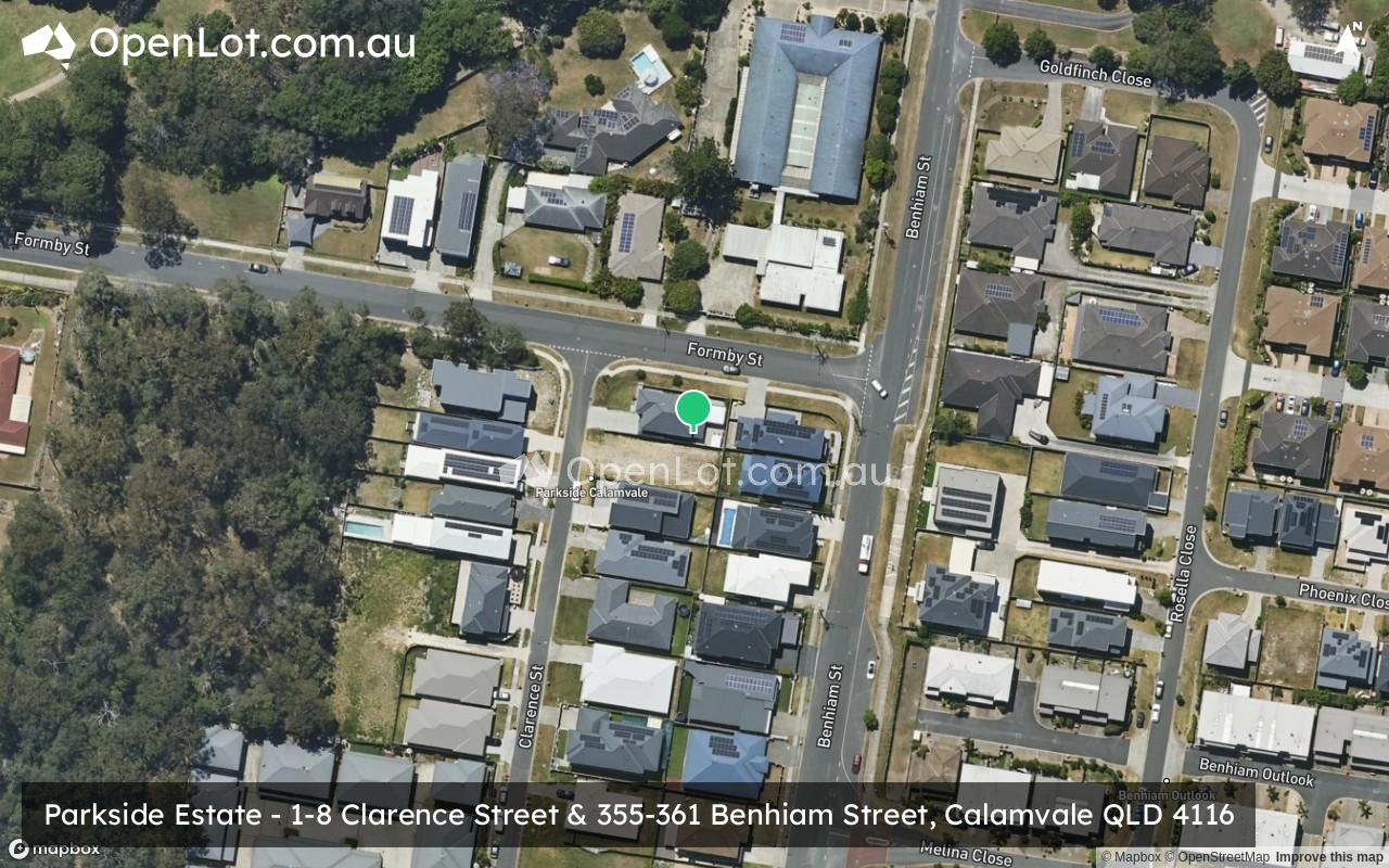 Satellite image for Parkside Estate - 1-8 Clarence Street & 355-361 Benhiam Street, Calamvale QLD 4116