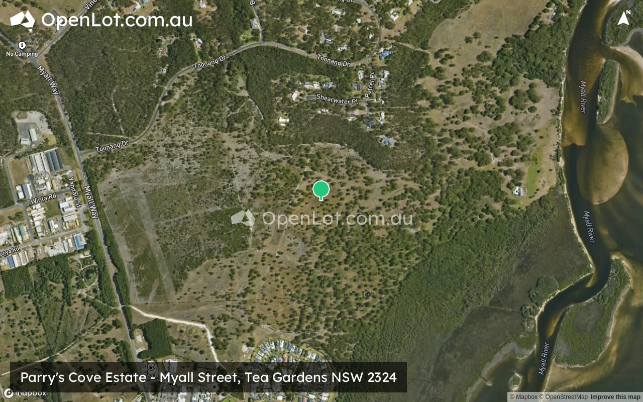 Satellite image for Parry's Cove Estate - Myall Street, Tea Gardens NSW 2324