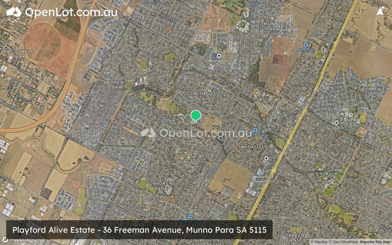 Satellite image for Playford Alive Estate - 36 Freeman Avenue, Munno Para SA 5115