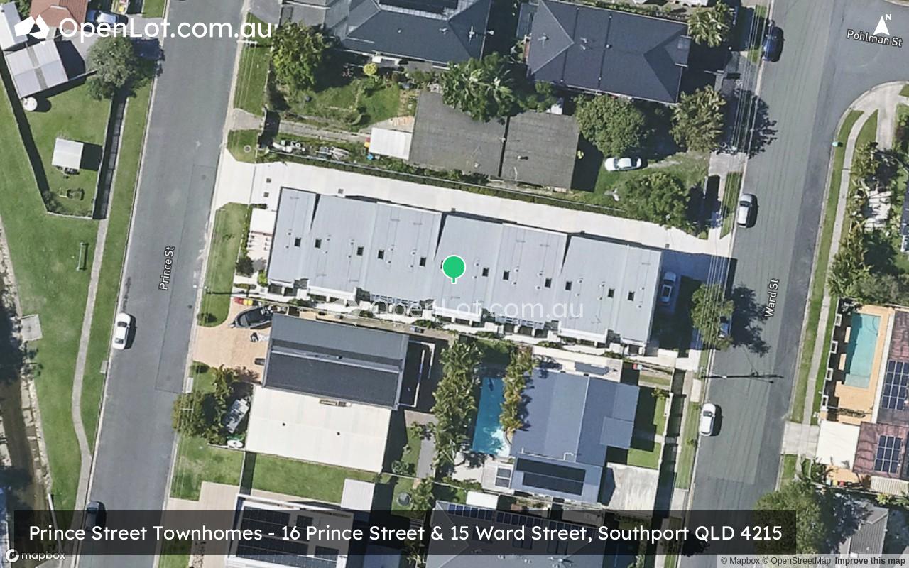 Satellite image for Prince Street Townhomes - 16 Prince Street & 15 Ward Street, Southport QLD 4215