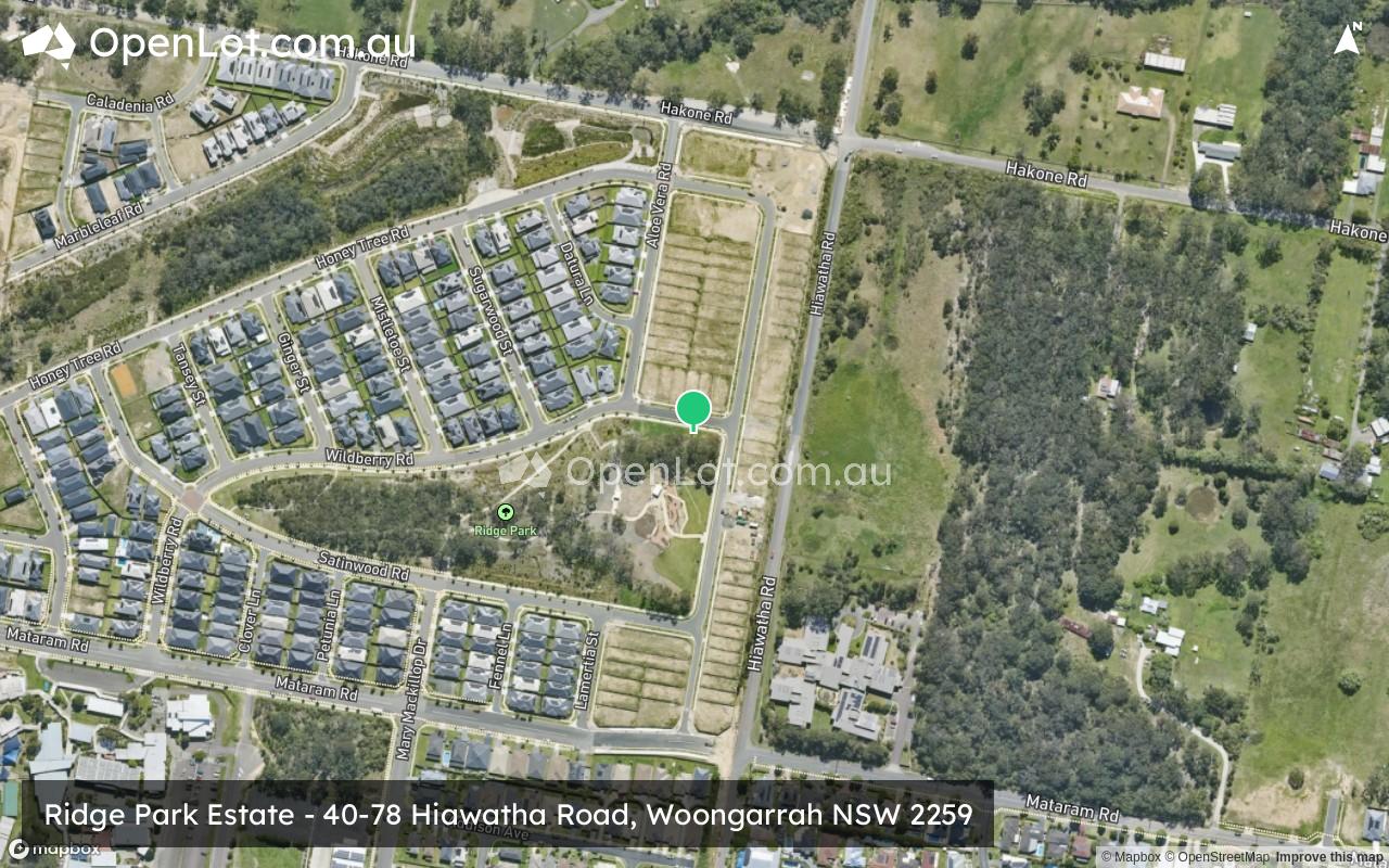 Satellite image for Ridge Park Estate - 40-78 Hiawatha Road, Woongarrah NSW 2259
