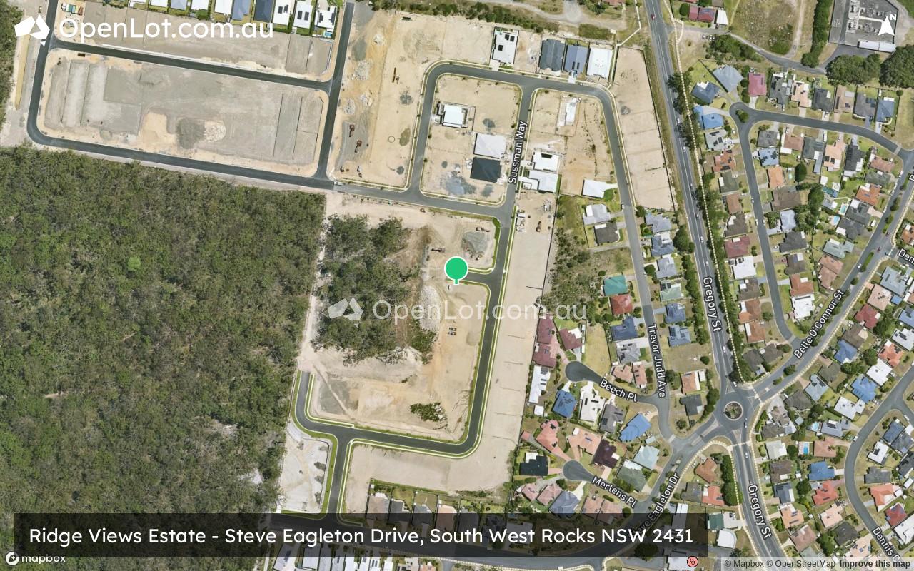 Satellite image for Ridge Views Estate - Steve Eagleton Drive, South West Rocks NSW 2431