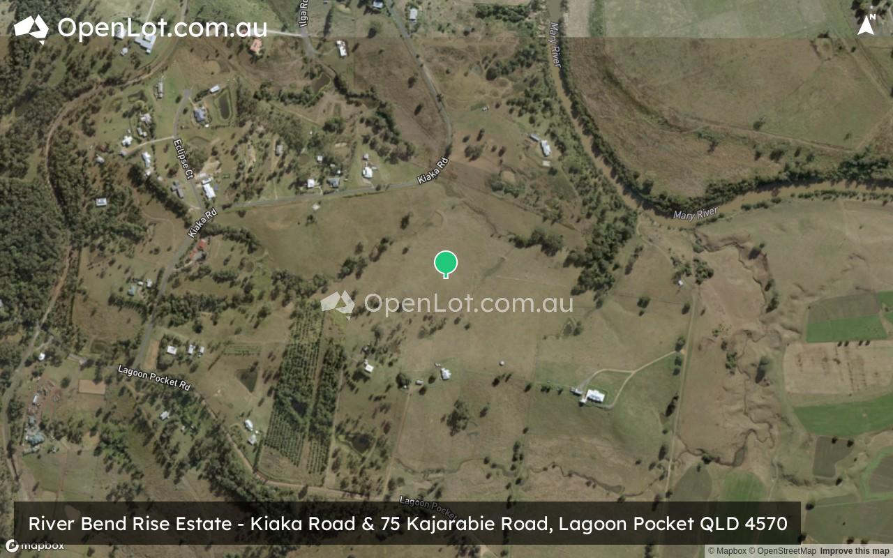 Satellite image for River Bend Rise Estate - Kiaka Road & 75 Kajarabie Road, Lagoon Pocket QLD 4570